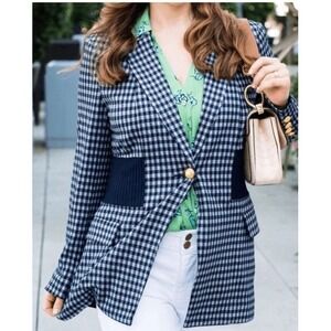 CAbi Blue and White Checkered Blazer